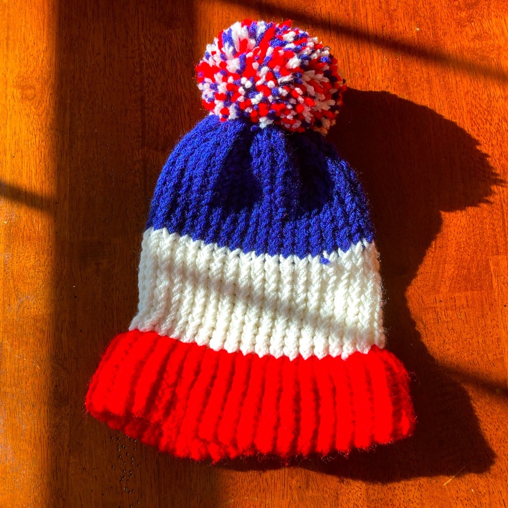NEVER WORN Red White and Blue Knit Beanie.